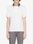 Gucci Cotton Polo with Web and Feline Head