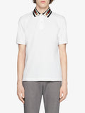 Gucci Cotton Polo with Web and Feline Head