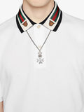 Gucci Cotton Polo with Web and Feline Head
